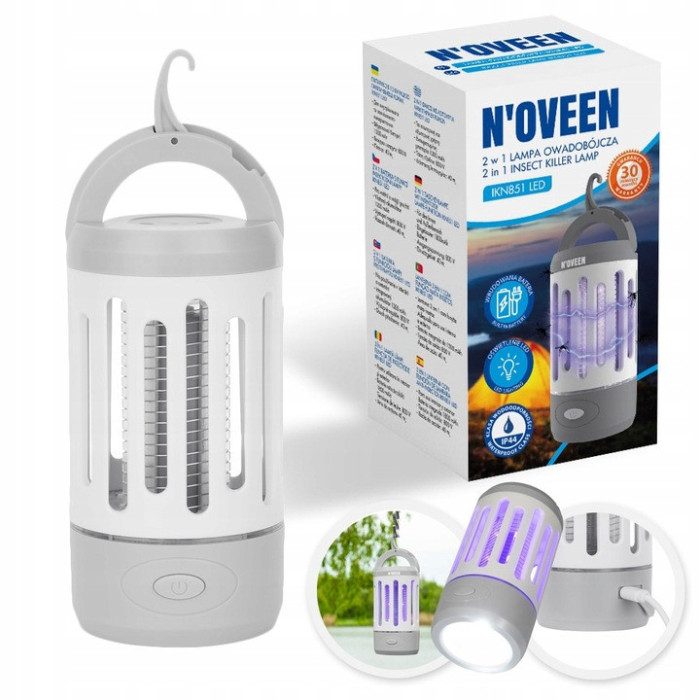 LAMPA OWADOBÓJCZA KOMARY 3W1 LATARKA POD NAMIOT ŁAPKA OWADY MESZKI MUCHY