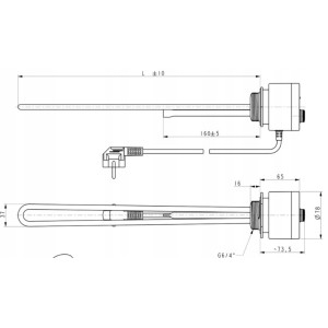 GRZAŁKA ELEKTRYCZNA DO BOJLERA Z TERMOSTATEM VOLUX 1500W 6/4''