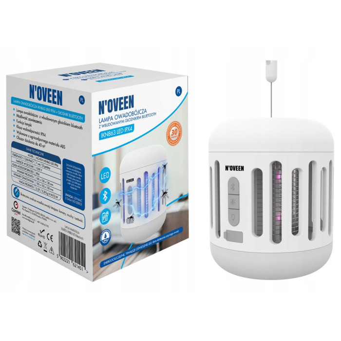 Lampa owadobójcza z głośnikiem bluetooth IKN863 LED IPX4 zwalcza komary