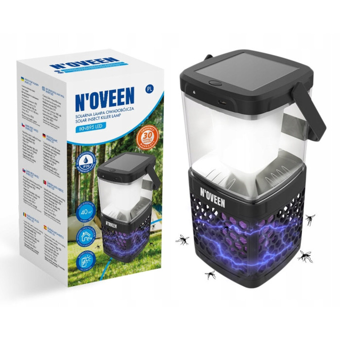 Solarna Lampa owadobójcza NOVEEN IKN895 LED IP20 LAMPKA 3w1 komary czarna