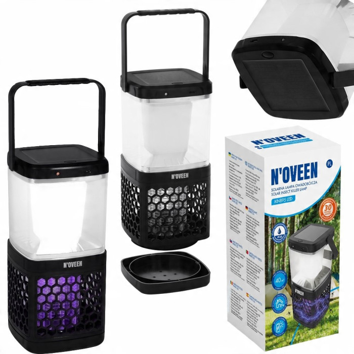 Solarna Lampa owadobójcza NOVEEN IKN895 LED IP20 LAMPKA 3w1 komary czarna
