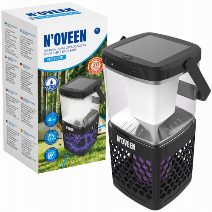 Solarna Lampa owadobójcza NOVEEN IKN895 LED IP20 LAMPKA 3w1 komary czarna