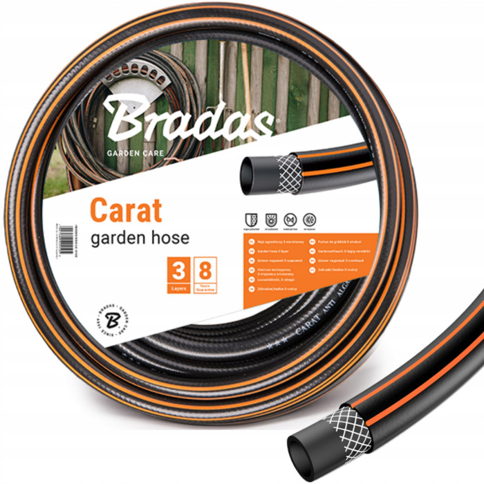 WĄŻ OGRODOWY MOCNY 3-WARSTWOWY ZBROJONY Bradas CARAT 1/2" 50 m