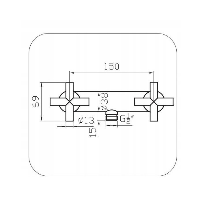 Bateria MIESZAJĄCA wannowo-prysznicowa dwuuchwytowa ścienna Diamond JAWA