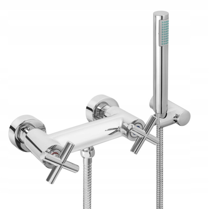 Bateria MIESZAJĄCA wannowo-prysznicowa dwuuchwytowa ścienna Diamond JAWA