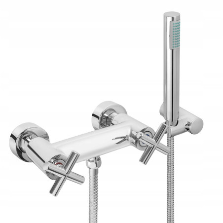 Bateria MIESZAJĄCA wannowo-prysznicowa dwuuchwytowa ścienna Diamond JAWA