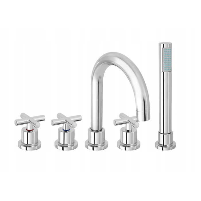 Bateria wannowo - prysznicowa nawannowa Diamond JAWA srebrny 5-OTWOROWA