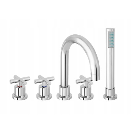 Bateria wannowo - prysznicowa nawannowa Diamond JAWA srebrny 5-OTWOROWA