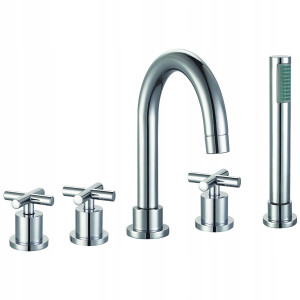 Bateria wannowo - prysznicowa nawannowa Diamond JAWA srebrny 5-OTWOROWA