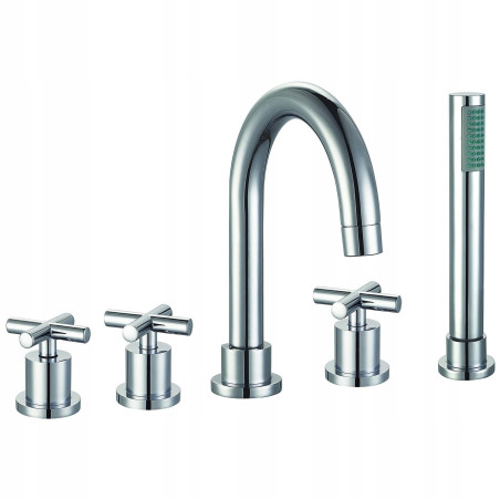 Bateria wannowo - prysznicowa nawannowa Diamond JAWA srebrny 5-OTWOROWA