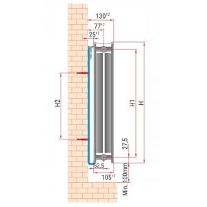 GRZEJNIK PANELOWY STALOWY DWUPŁYTOWY PODŁĄCZENIE DOLNE DIAMOND V22 40x120cm