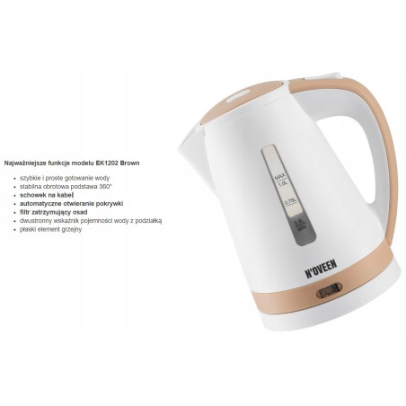 Czajnik elektryczny N'oveen EK1202 2200 W 1 l biały