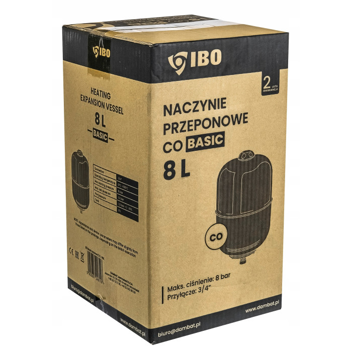 NACZYNIE PRZEPONOWE WZBIORCZE ZBIORNIK DO INSTALACJI C.O. 8L BASIC IBO