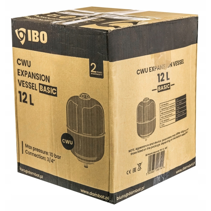 NACZYNIE PRZEPONOWE WZBIORCZE ZBIORNIK DO INSTALACJI CWU 12L BASIC IBO