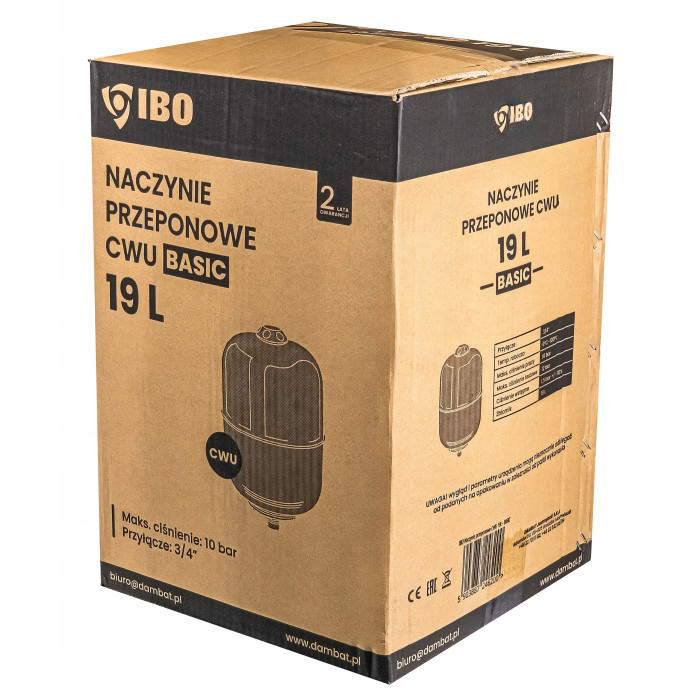 NACZYNIE PRZEPONOWE WZBIORCZE ZBIORNIK DO INSTALACJI CWU 19L BASIC IBO