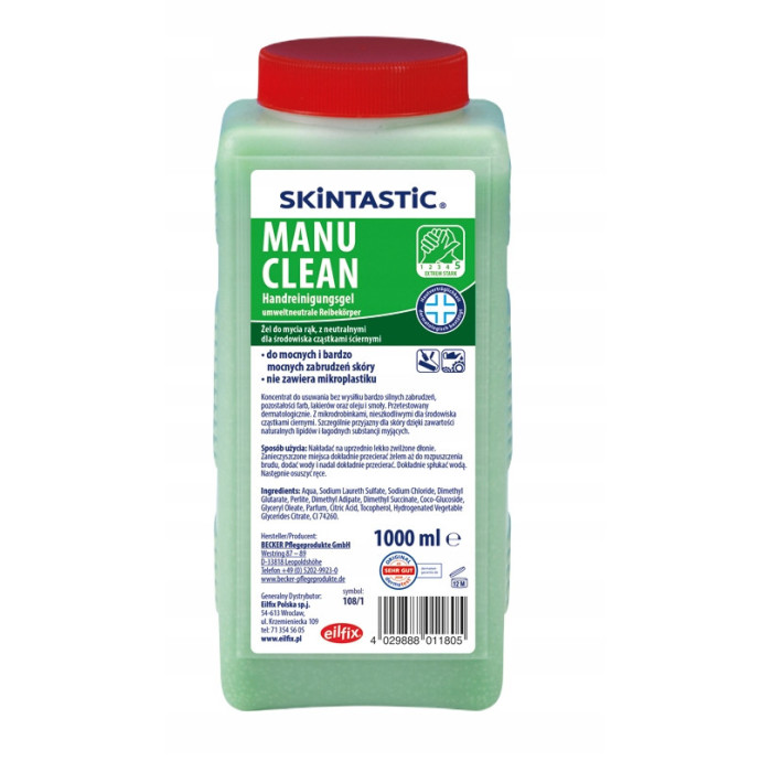 Żel do mycia mocno zabrudzonych rąk z mikrogranulkami Eilfix MANU CLEAN 1L