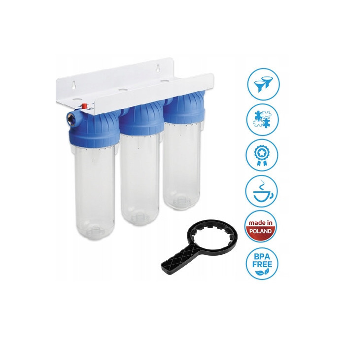 FILTR DO WODY WSTĘPNY 3 STOPNIOWY 3/4" CALA KORPUS USTM DO ZMIĘKCZACZ