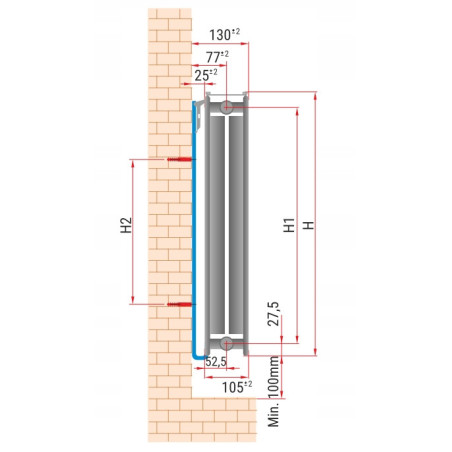 GRZEJNIK PANELOWY STALOWY DWUPŁYTOWY PODŁĄCZENIE DOLNE DIAMOND V22 50x160cm