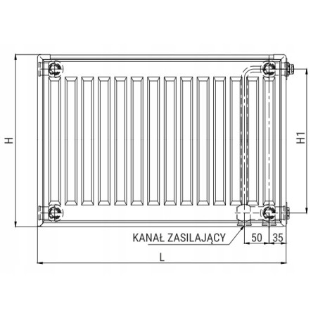 GRZEJNIK PANELOWY STALOWY DWUPŁYTOWY PODŁĄCZENIE DOLNE DIAMOND V22 60x60cm