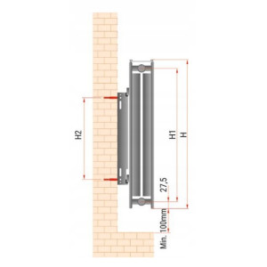 GRZEJNIK PANELOWY STALOWY DEKORACYJNY BOCZNY DIAMOND D22 55x100cm +WIESZAKI