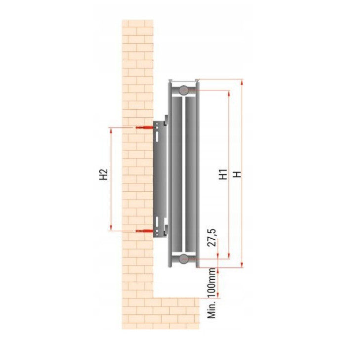 GRZEJNIK PANELOWY STALOWY DEKORACYJNY BOCZNY DIAMOND D22 55x100cm +WIESZAKI