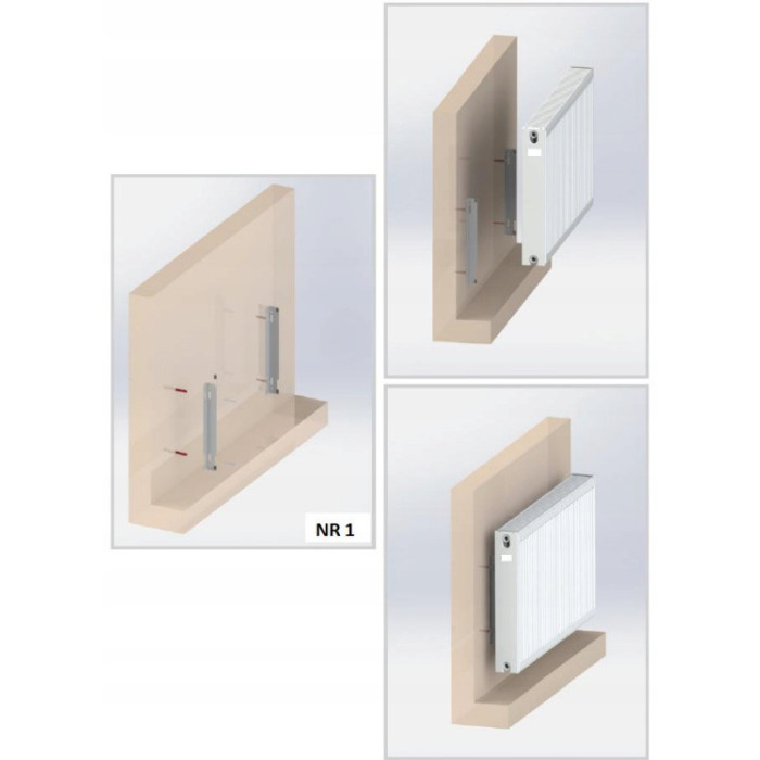 GRZEJNIK PANELOWY STALOWY DWUPŁYTOWY BOCZNY DIAMOND C22 40x100cm + WIESZAKI