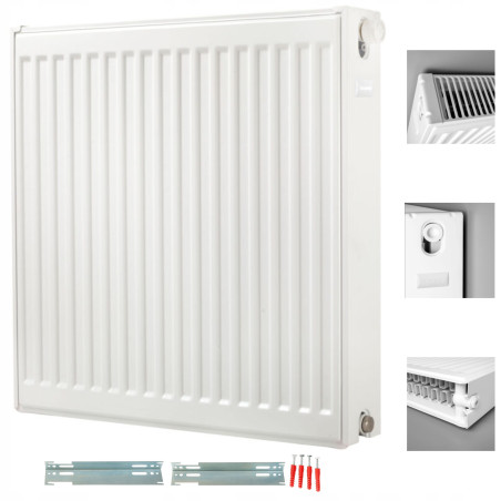 GRZEJNIK PANELOWY STALOWY DWUPŁYTOWY BOCZNY DIAMOND C22 40x180cm + WIESZAKI