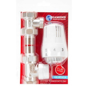 Zestaw termostatyczny prosty z głowicą Diamond 1/2 DN15
