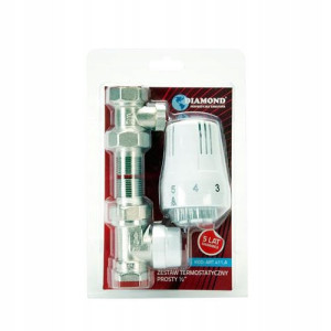 Zestaw termostatyczny prosty z głowicą Diamond 1/2 DN15
