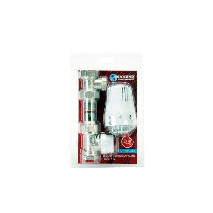 Zestaw termostatyczny prosty z głowicą Diamond 1/2 DN15