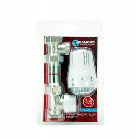 Zestaw termostatyczny prosty z głowicą Diamond 1/2 DN15