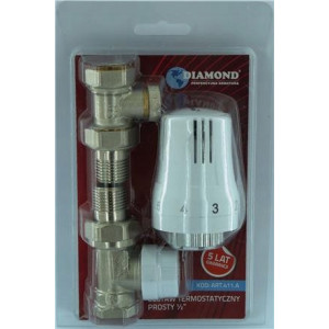 Zestaw termostatyczny prosty z głowicą Diamond 1/2 DN15