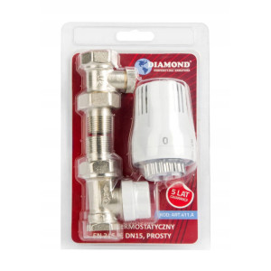 Zestaw termostatyczny prosty z głowicą Diamond 1/2 DN15
