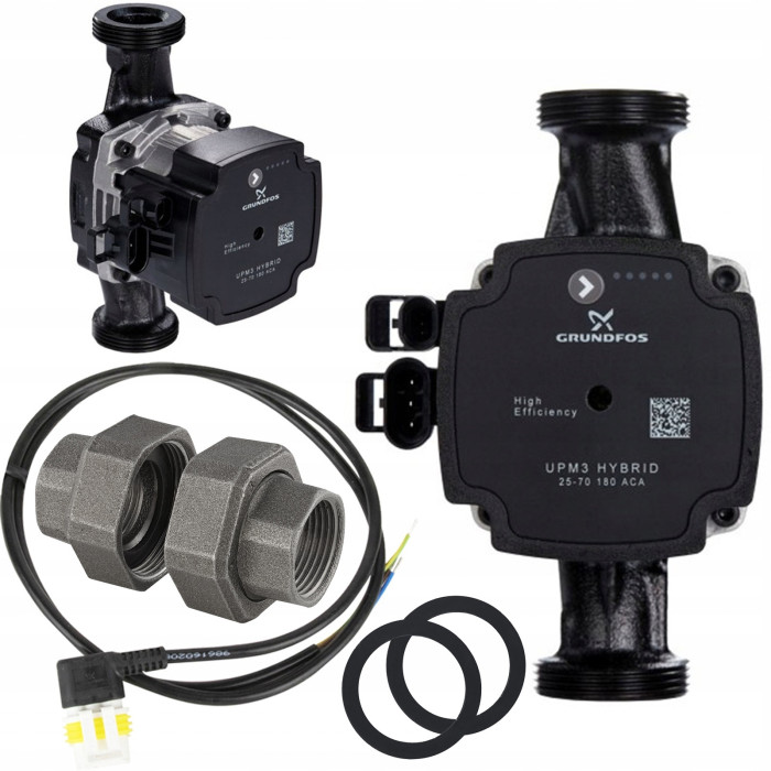POMPA OBIEGOWA ELEKTRONICZNA ENERGOOSZCZĘDNA GRUNDFOS UPM3 25-70/180 ZESTAW