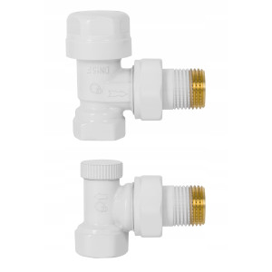ZESTAW TERMOSTATYCZNY zaworów grzejnikowych BIAŁY 1/2 KĄTOWY GŁOWICA+ZAWORY