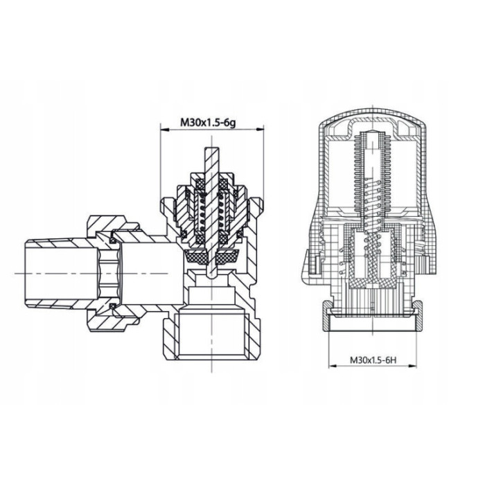 ZESTAW TERMOSTATYCZNY zaworów grzejnikowych BIAŁY 1/2 KĄTOWY GŁOWICA+ZAWORY