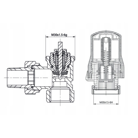ZESTAW TERMOSTATYCZNY zaworów grzejnikowych BIAŁY 1/2 KĄTOWY GŁOWICA+ZAWORY